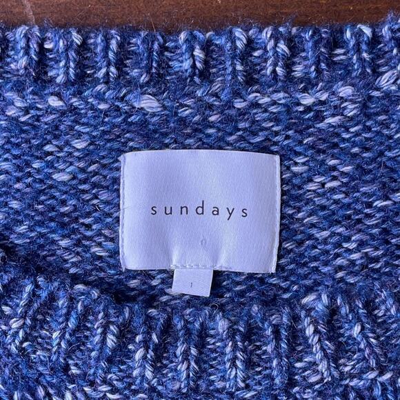 Sundays Alder Sweater Military Blue Cotton Yak Blend Round Hemline Women's Small - Picture 5 of 12